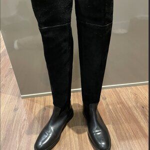 Brand New! Tory Burch Knee High Boot, Black, Suede & Leather, Size 7